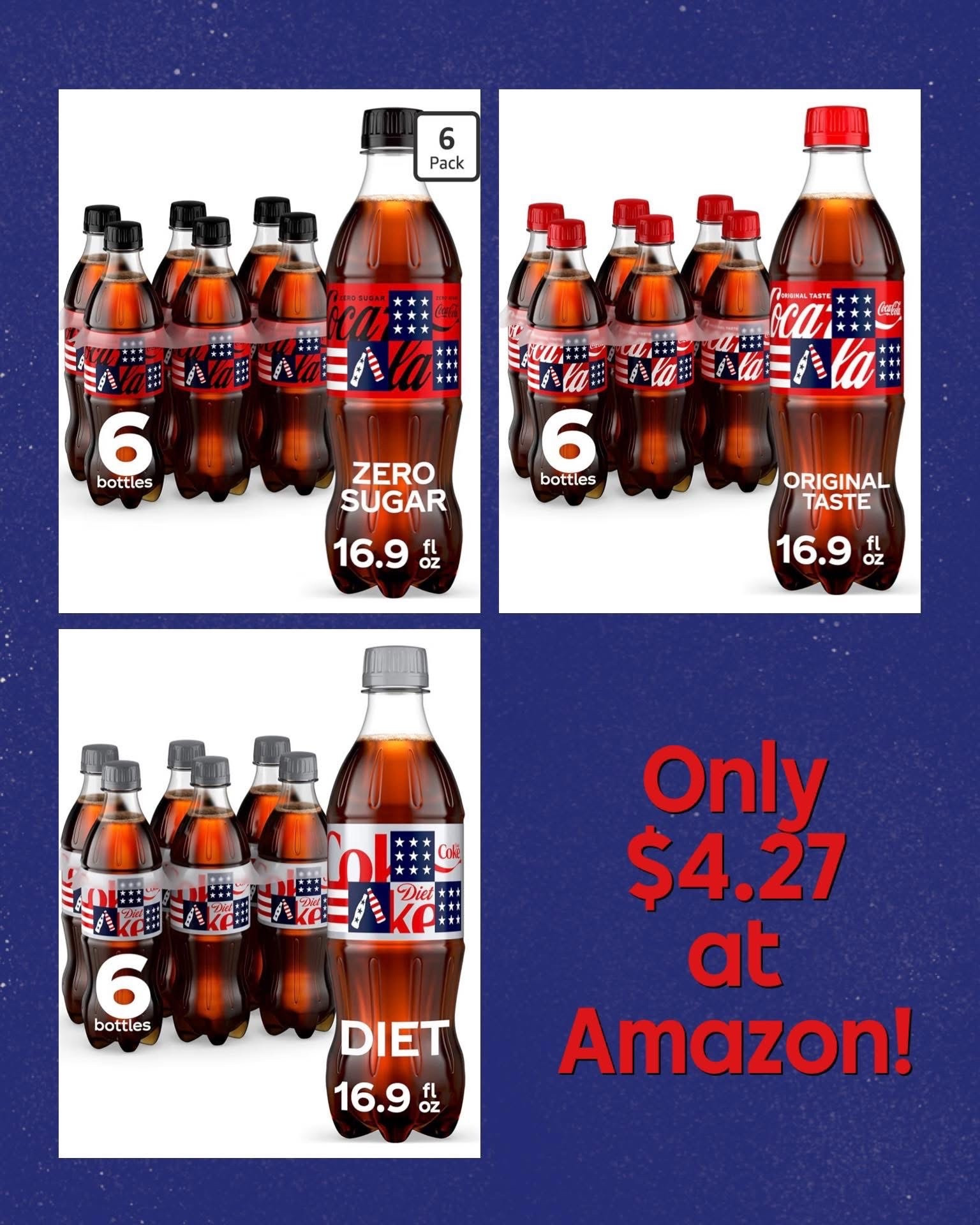 Six packs of Coke, Coke Zero & Diet Coke are all on sale for only $4.27 today at Amazon! Fantastic deal - and they feature the new labels to celebrate America’s 250th Birthday 🇺🇸 If you’re a soda fan, great time to stock up! 

#LTKSaleAlert #LTKHome #LTKfoodie