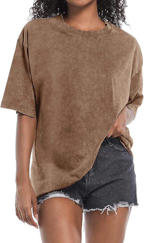 BINTEHGS Oversized Grunge Vintage t Shirts for Women Short Sleeve Cotton Casual Baggy Tees Teens ... | Amazon (US)