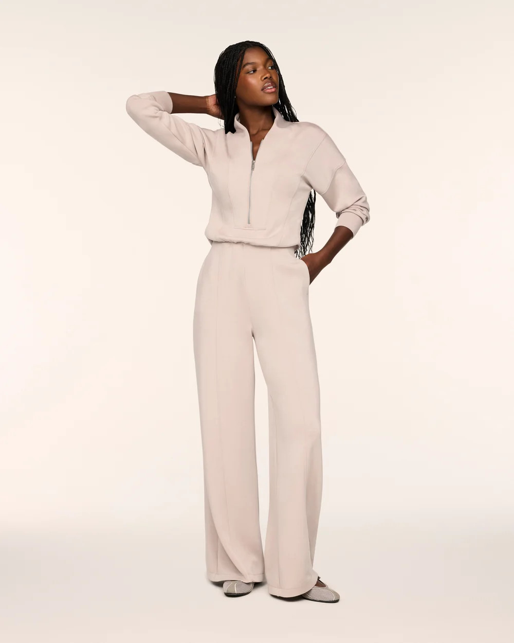 Long Sleeve Shawl Collar Jumpsuit | Spanx