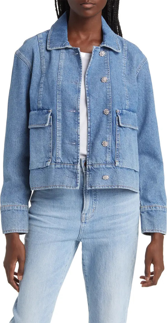 Bianca Embellished Button Denim Jacket | Nordstrom