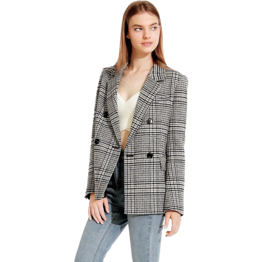 Belle & Bloom Piccadilly Wool Blend Plaid Blazer in Grey at Nordstrom, Size X-Large Au | Nordstrom