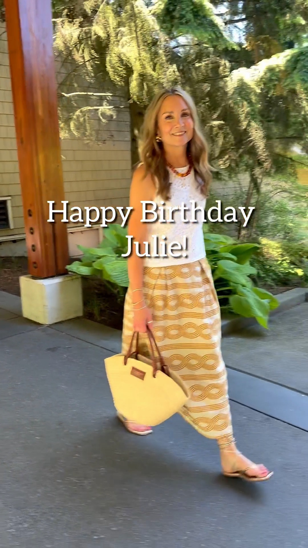 Happy Birthday to the beautiful Julie!!🎂Amazing friend, fashionista and Nana extraordinaire, Julie means so much to so many, especially me! What would I do without Julie telling me what shoes to wear, forever helping me with my front tuck, & using her business savvy to keep propelling LSW forward?? But, more importantly, I appreciate her godly advice, faithful friendship, comfort in adversity and endless laughs as we navigate the ups and downs of mid life and lastseenwearing together! 
Seriously, how is Julie aging backwards, as they say? She is the epitome of moderation and consistency in diet and exercise. She also takes her sleep seriously and of course, always looks chic and current! 
I am so blessed by God that Julie came into my life at just the right time. I hope you have the best day today shopping the @nordstrom  sale (in memory of your sweet mom) and being blessed by all who love you! I can’t wait to celebrate with you when I get home!!❤️🎂
Comment SHOP for links to the birthday girl’s amazing outfit!!💃🏻

#fashionover50 #birthdaypost #fashionista
 #midiskirt #seattleblogger 

Printed skirt, midi skirt, Cartolina, Splendid, crochet tank, Sezane basket bag, gold wrap sandals, Amazon necklace

#LTKootd #LTKOver40 #LTKgrwm