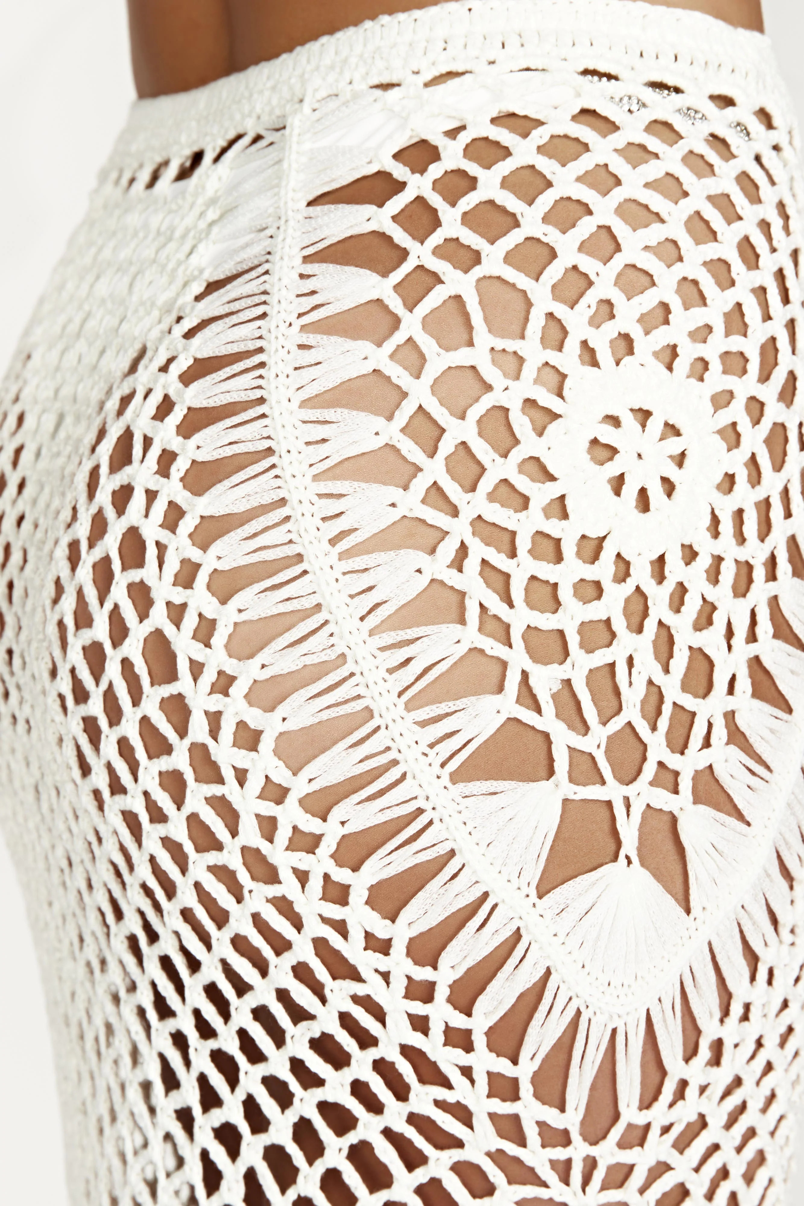 Bonnie Crochet Maxi Skirt - White | MESHKI US