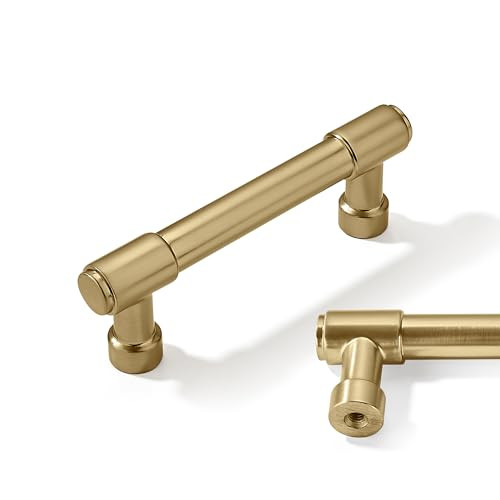 CABDM 6 Pack 3 Inch Cabinet Handles - Brushed Gold Pulls, Satin Brass Drawer Pulls for Kitchen, Cupboard, Hardware | Amazon (US)