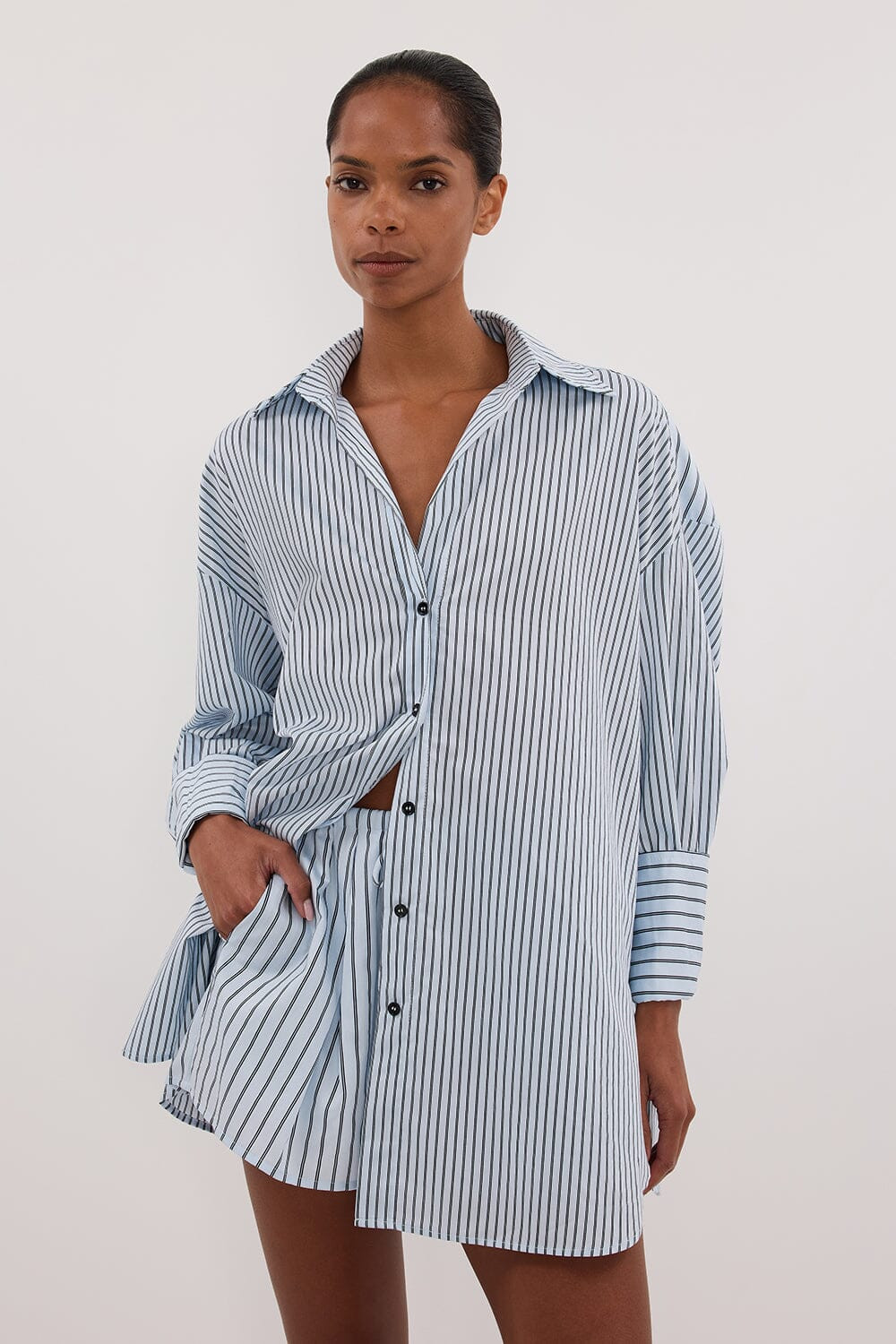 SABLE ICE BLUE SILK BLEND SHORT | DISSH