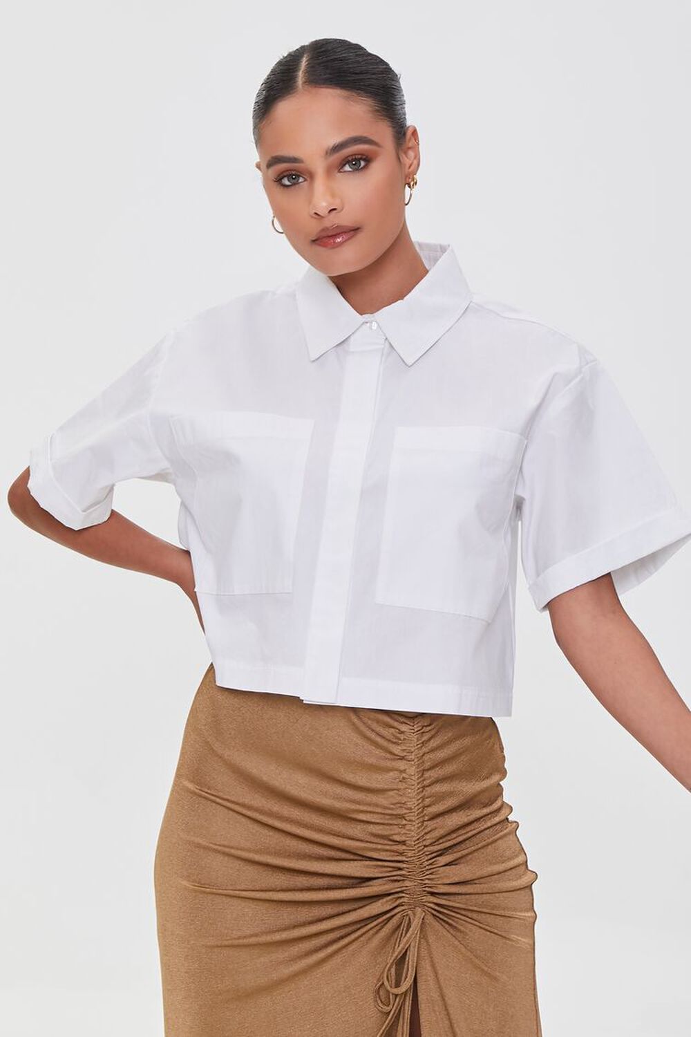 Poplin Cropped Shirt | Forever 21 (US)