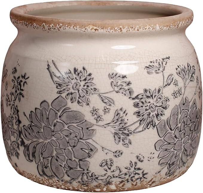 Modern Farmhouse Ceramic Planter for Home Decor, 6.29 Inch Vintage Plant Pot Indoor with Drainage... | Amazon (US)