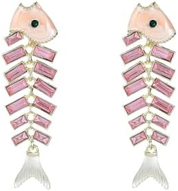 Boho Fish Earring For Women Pink Zircon Fish Stud Statement Earrings Bohemia Summer Fashion Beach... | Amazon (US)