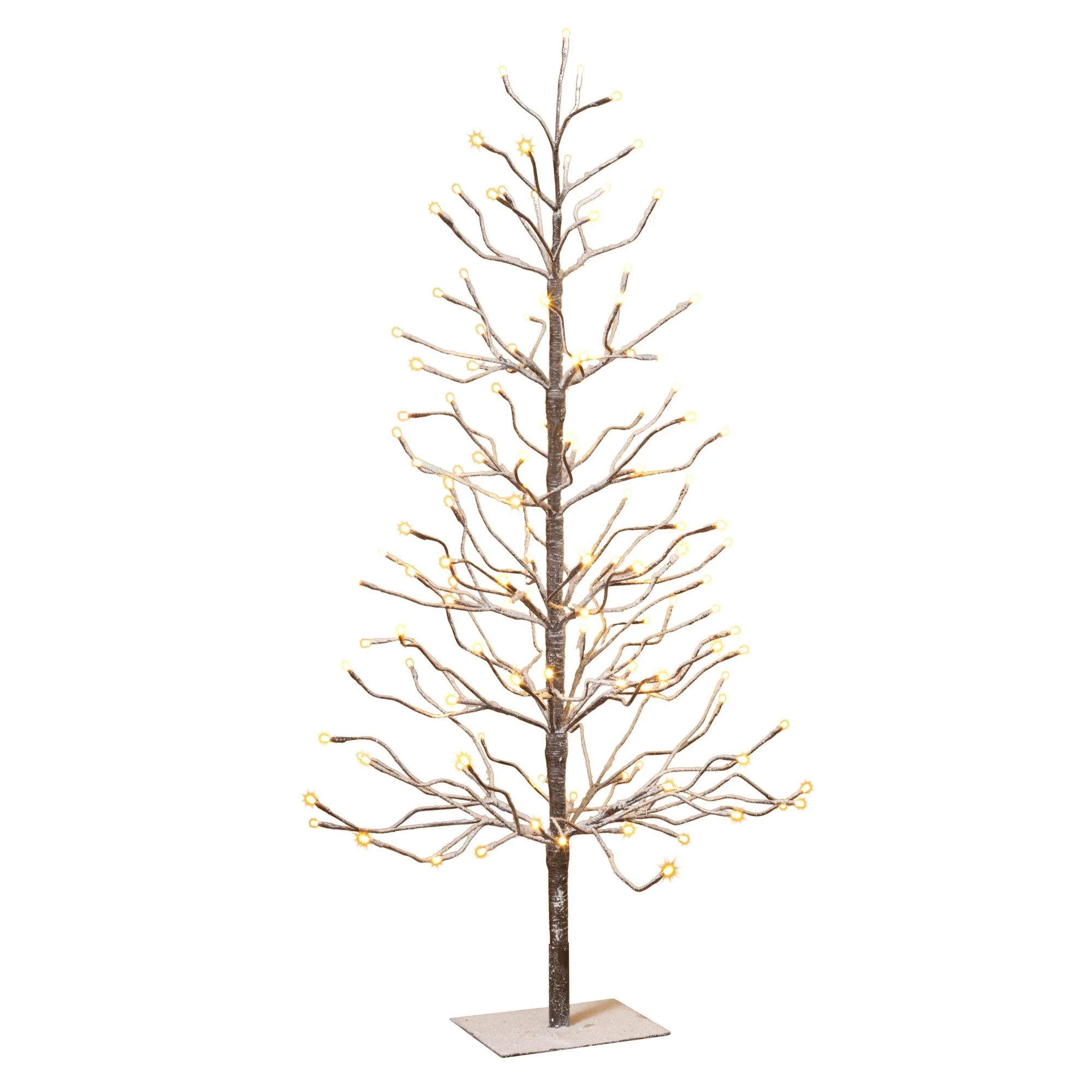 4-Foot, Brown Wrapped, Snowy Tree with LED Lighting | Walmart (US)