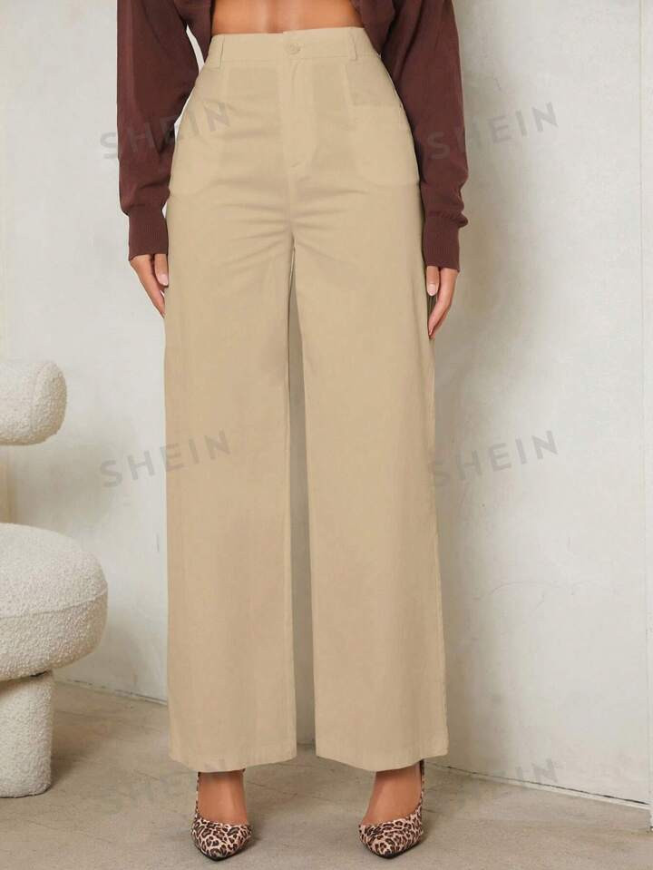 SHEIN Tall Women Fashion Solid Color Casual Loose Straight Pants | SHEIN