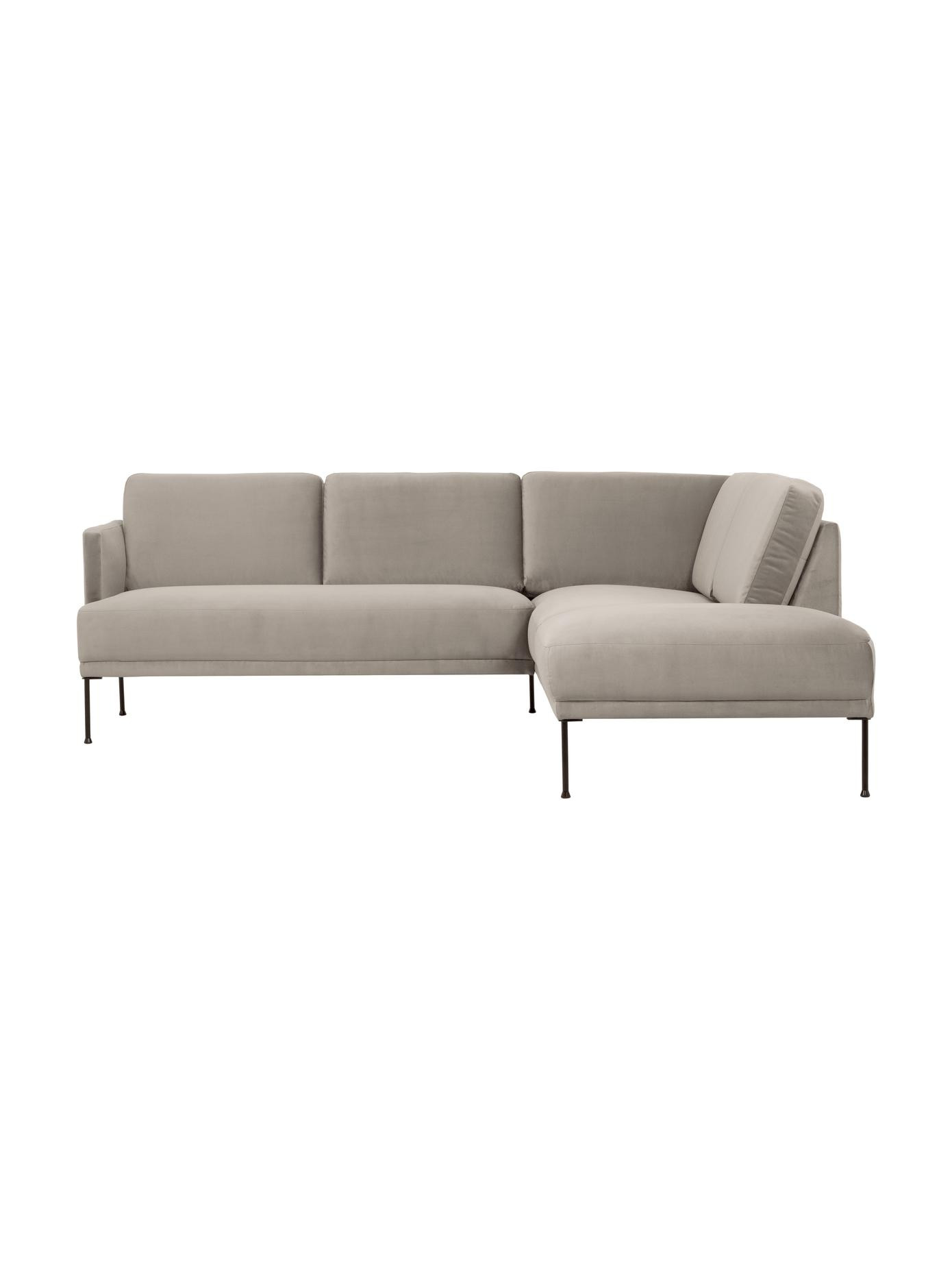 Canapé d'angle velours beige pieds en métal Fluente | WestwingNow | WestwingNow EU