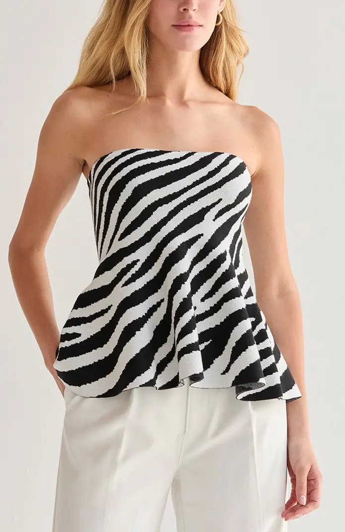 Zebra Print Jacquard Knit Peplum Top | Nordstrom