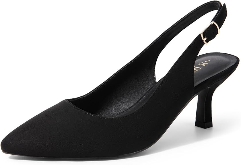 DREAM PAIRS Women's Kitten Heel Slingback Pointed Closed Toe Low Stiletto Heels Dress Bridal Eleg... | Amazon (US)