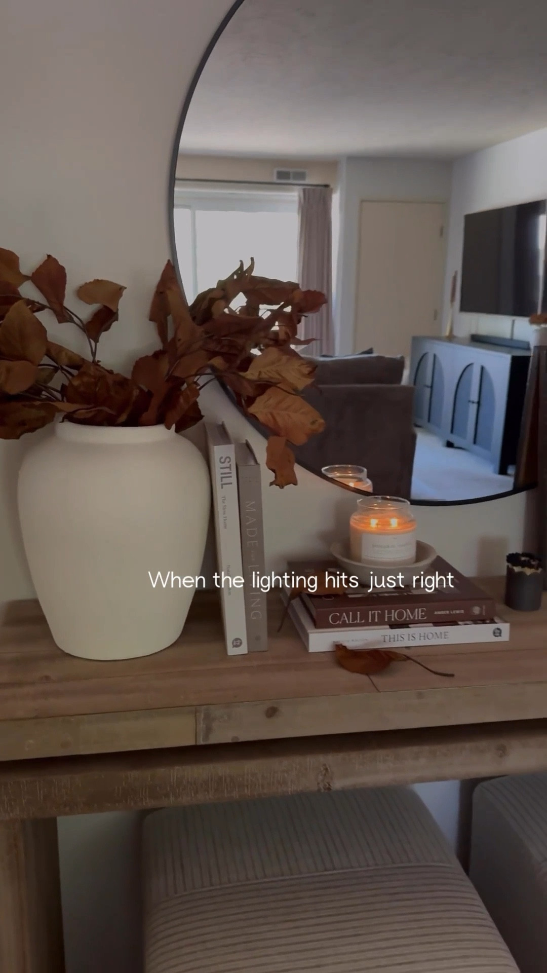 Arwah console, round mirror, hd mirror, lowes, wayfair, wood console table, white vase, luxenhome, magnolia home, magnolia stems, iron taper, black pumpkin, stripe ottomans, coffee table books

#LTKHome #LTKSaleAlert #LTKSeasonal

#LTKSeasonal #LTKHome #LTKFallSale

#LTKSeasonal #LTKFallSale #LTKHome