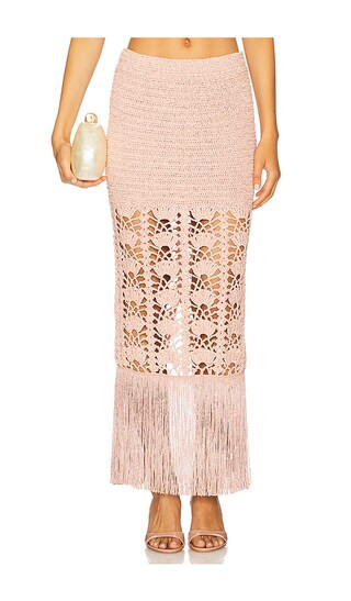 Naida Crochet Skirt in Metallic Peche | Revolve Clothing (Global)