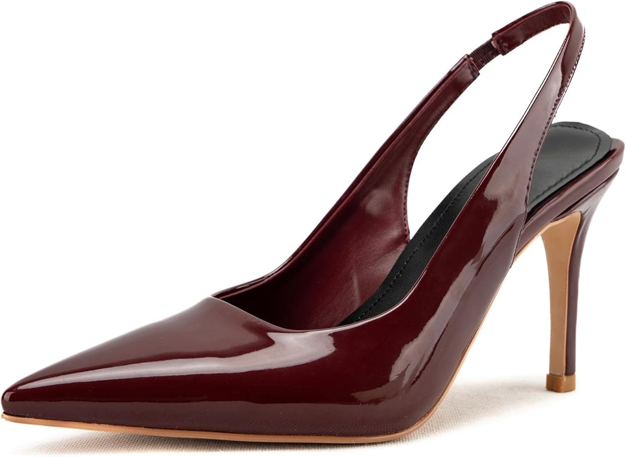 Stiletto Heels for Women Pointed Toe Slingback Heels Closed Toe Wedding Dress Pumps with Buckles | Amazon (US)