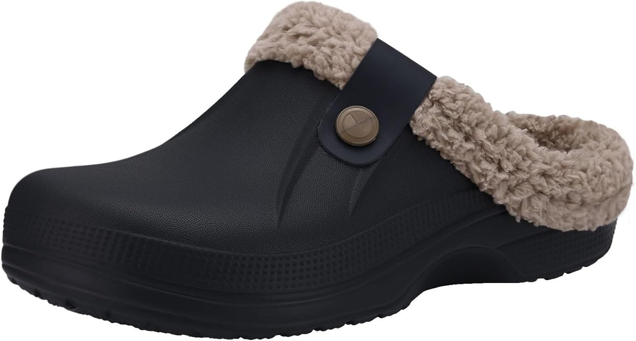 Beslip Classic Fur Lined Clogs Waterproof Winter Fuzzy Slippers for Women Men Indoor and Outdoor | Amazon (US)