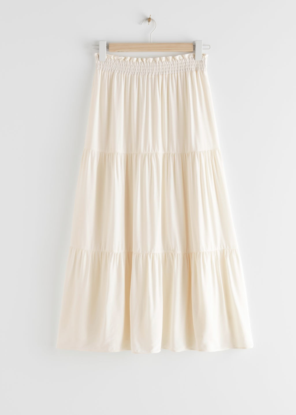 Smocked Waist Tiered Midi Skirt - White | & Other Stories (EU + UK)