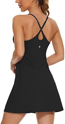 Womens Tennis Dress, 2-in-1 Golf Workout Dress with Built-in Bra & Shorts Pockets, Athletic Dress... | Amazon (US)