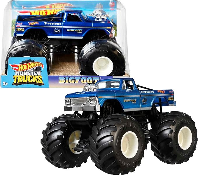 Hot Wheels Toy Monster Trucks, Die-Cast Bigfoot in+U53 1:24 Scale, Oversized Play Vehicle for Kid... | Amazon (US)