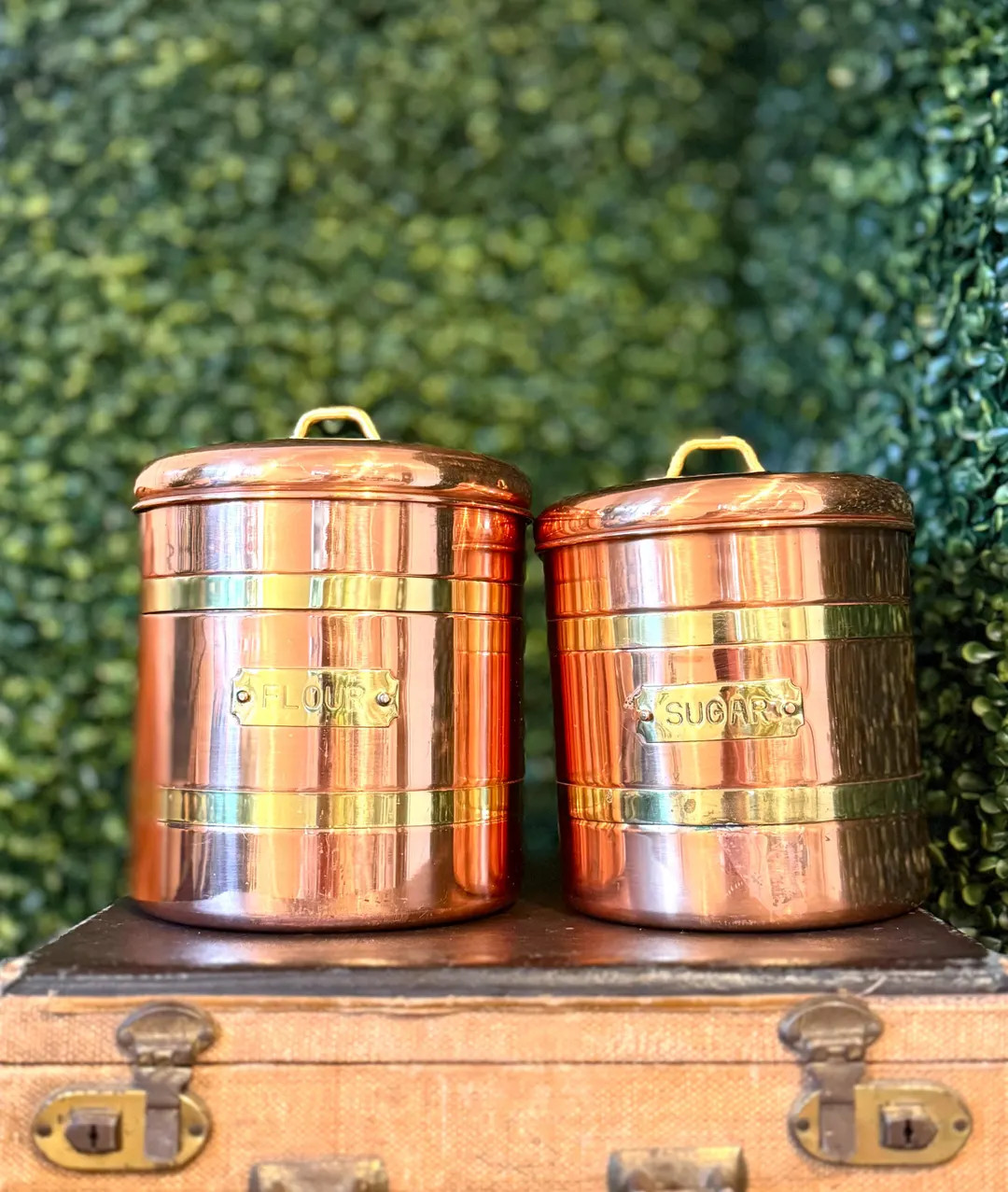 Vintage Copper Flour & Sugar Canisters - Farmcore/cottagecore - Etsy | Etsy (US)