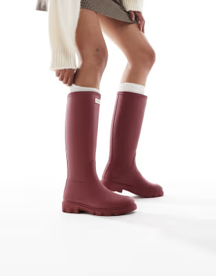 Hunter Downpour tall wellington boot in merlot | ASOS | ASOS (Global)