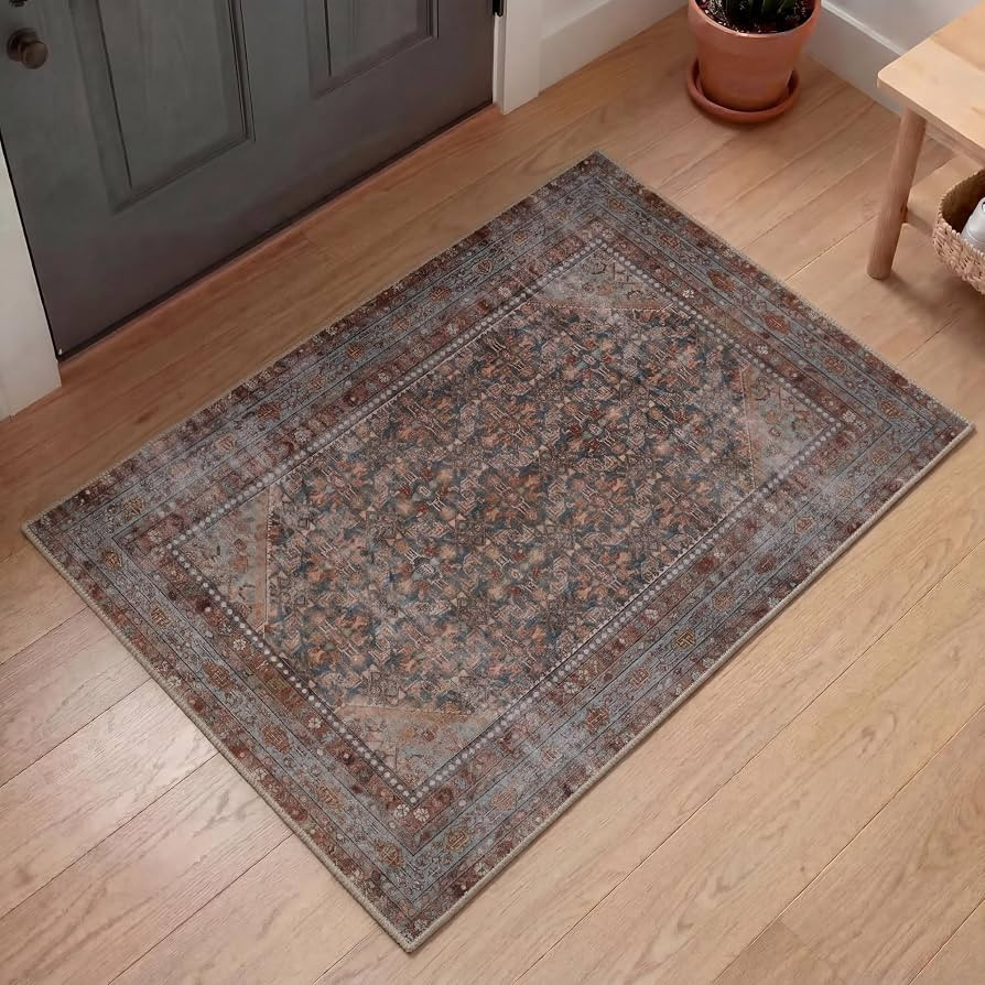 Kuden 2x3 Small Rug, Machine Washable, Non-Slip Backing, Vintage Style, Soft, Low Pile, Area Rugs... | Amazon (US)