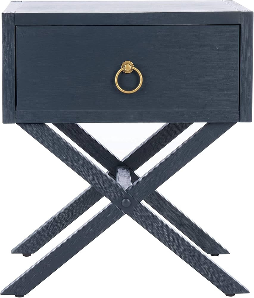 SAFAVIEH Furniture - Sadie 1-Drawer Nightstand - Navy - Wood - Glam Gold Hardware Design - Ideal ... | Amazon (US)