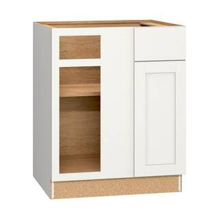 Westfield Feather White Shaker Stock Blind Corner Base Kitchen Cabinet (36 in. W x 23.75 in. D) | The Home Depot