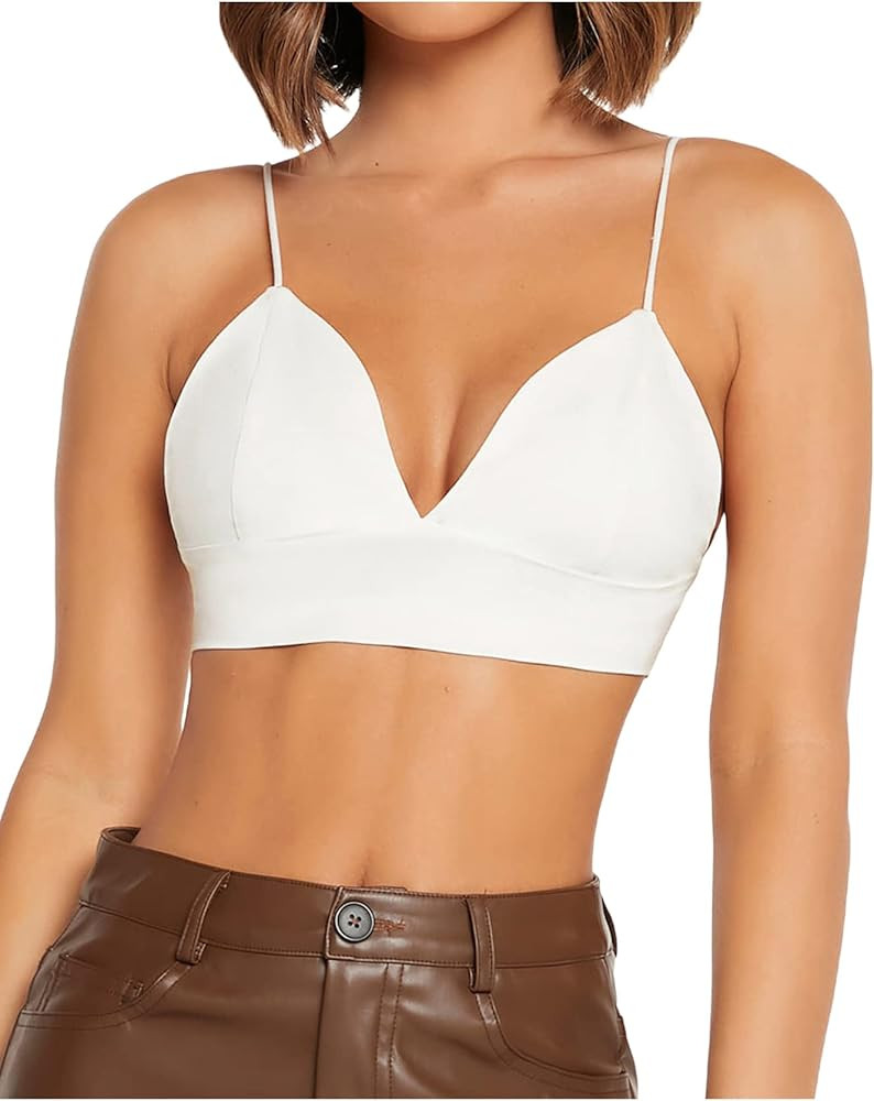 GORGLITTER Women's V Neck Sleeveless Cami Crop Top Sexy Bralette Camisole | Amazon (US)