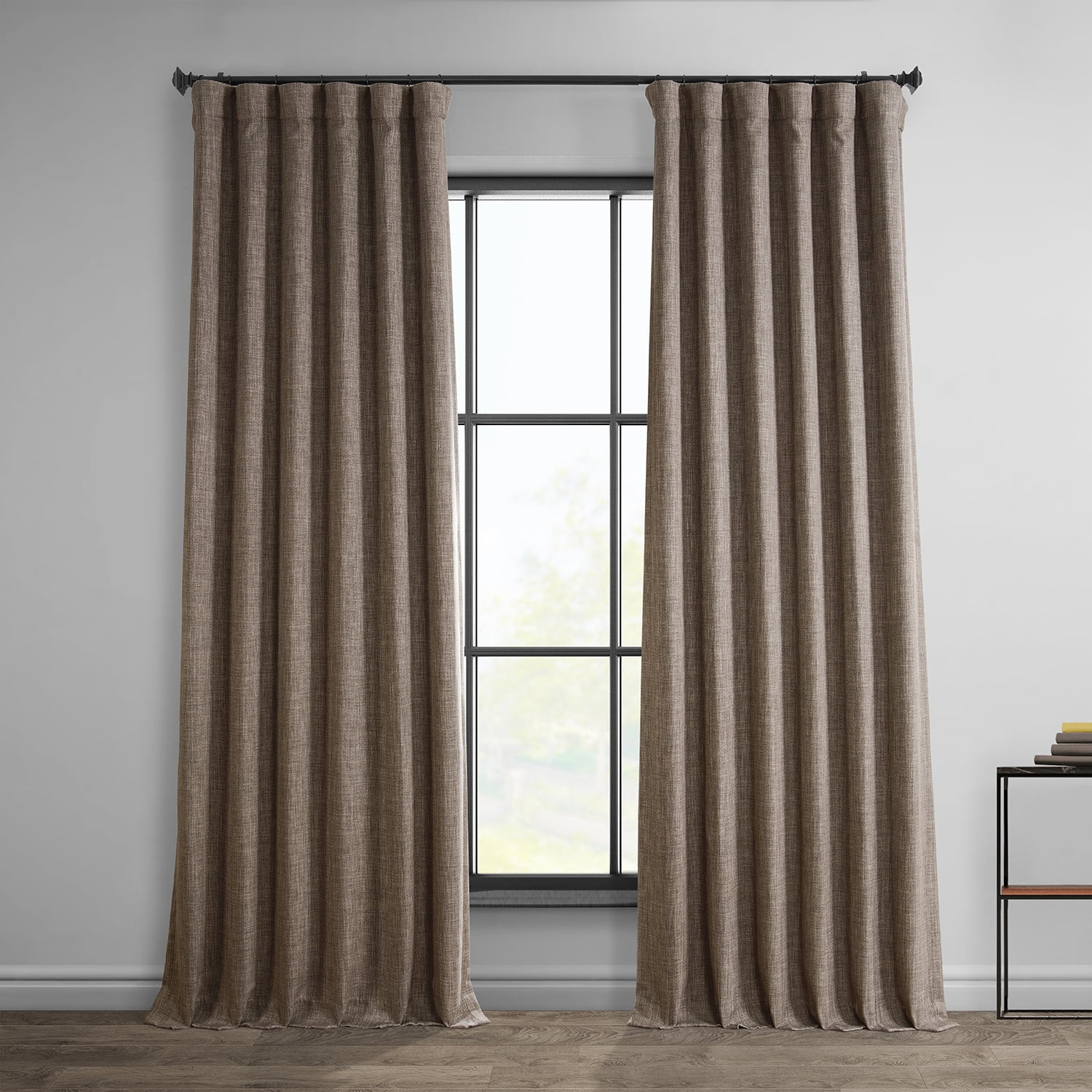 Dutch Cocoa Faux Linen Room Darkening Curtain (1 Panel), Dutch Cocoa, 50W X 84L - Walmart.com | Walmart (US)