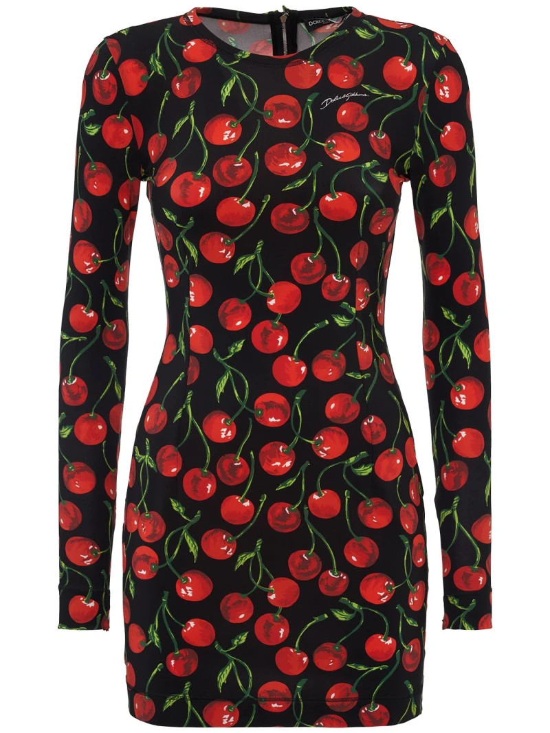 Cherry print jersey mini dress | Luisaviaroma