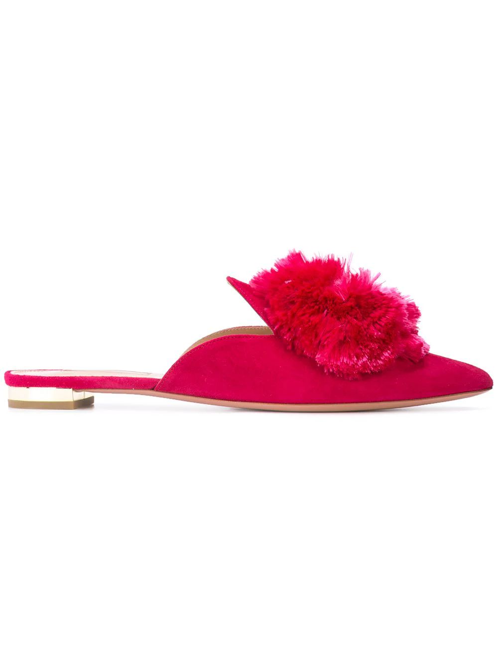 Aquazzura pompom slippers - Pink | FarFetch Global