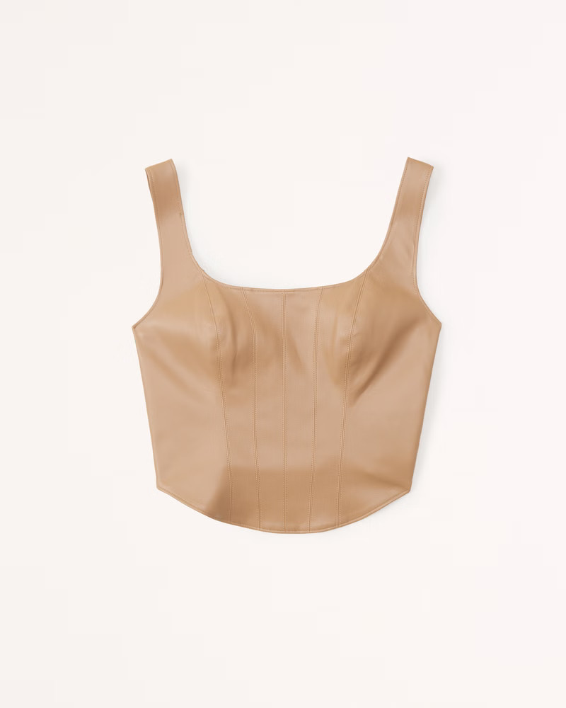 Women's Vegan Leather Corset Scoopneck Top | Women's Tops | Abercrombie.com | Abercrombie & Fitch (US)