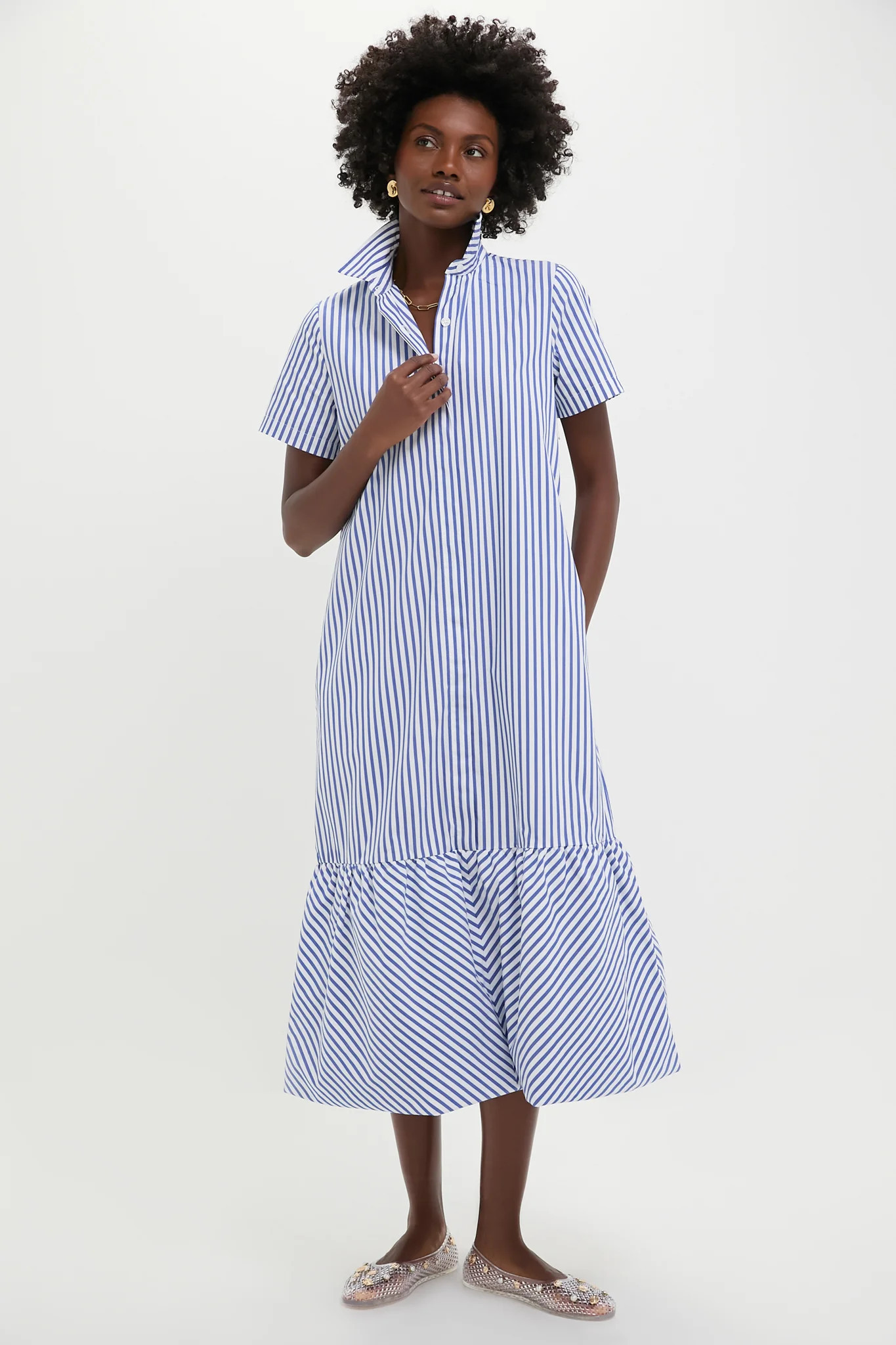 Blue and White Stripe Martine Bubble Maxi Dress | Tuckernuck (US)