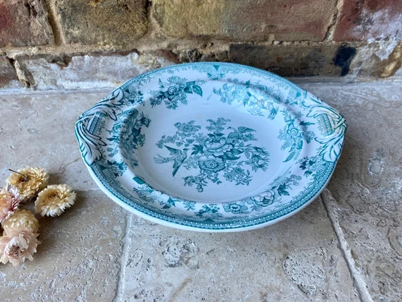 Vintage Early to Mid 20th Century White & Teal Ironstone - Etsy UK | Etsy (UK)