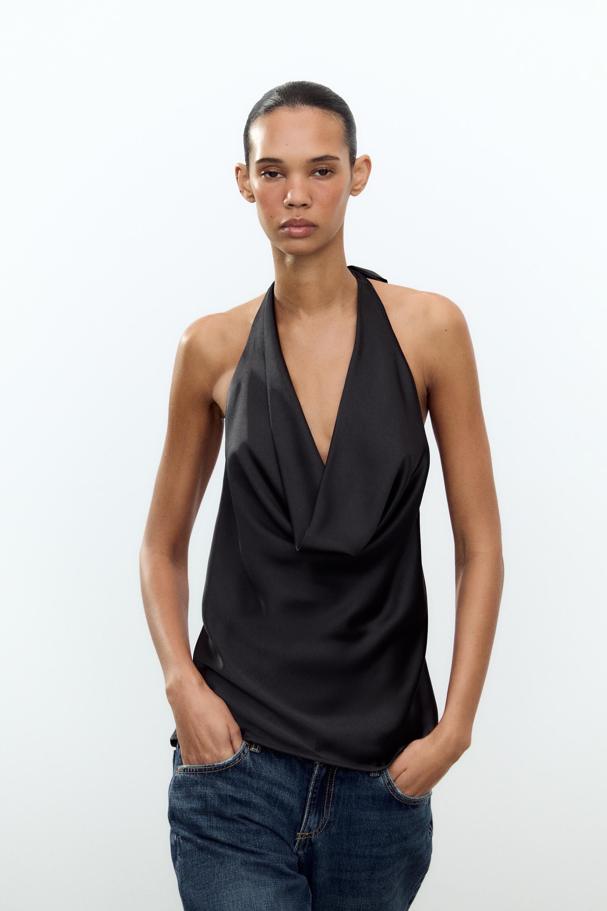 HALTER SATIN EFFECT TOP | Zara US