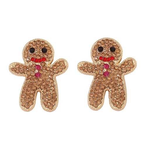 DEYOUM Christmas Earrings for Women Cute Sparkly Crystal Rhinestone Gingerbread Man Christmas Tree Hat Deer Light Bulbs Jingle Bell Dangle Drop Holiday Earrings Christmas Jewelry Present (Gingerbread Man) | Amazon (US)