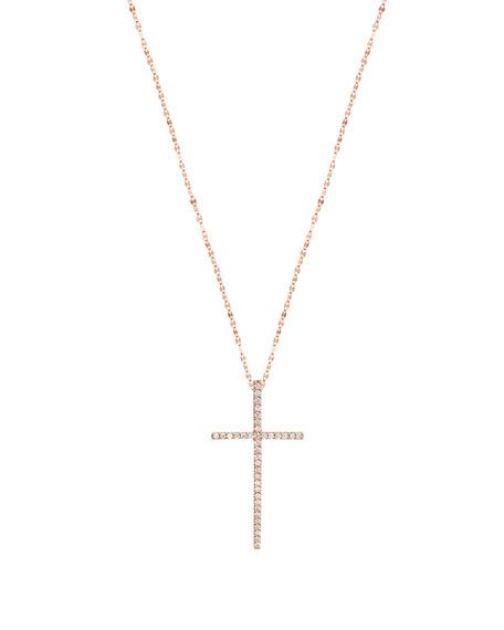 LANA JEWELRY Flawless Diamond Cross Pendant Necklace in 14K Rose Gold | Neiman Marcus