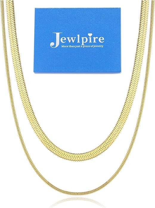 Jewlpire Minimalism 14K Gold Chain Necklaces for Women Girls, Adjustable Dainty Layered/Box/Paper... | Amazon (US)