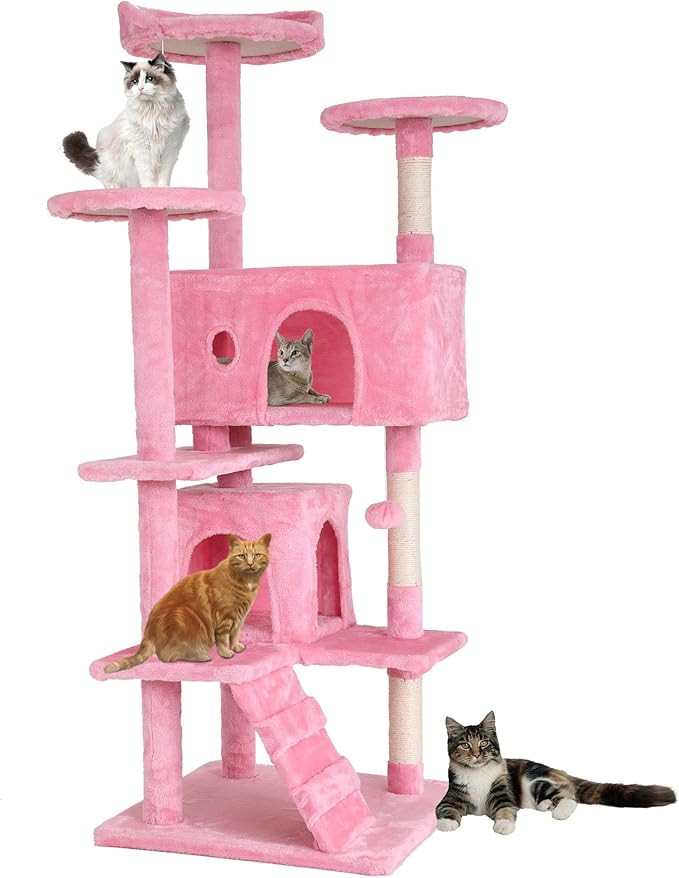 BestPet 54in Cat Tree Tower for Indoor Cats,Multi-Level Cat Furniture Activity Center with Cat Sc... | Amazon (US)