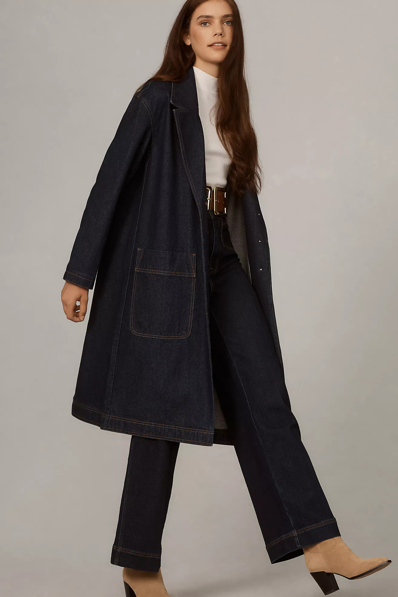 Pilcro Polished Denim Trench Coat | Anthropologie (US)