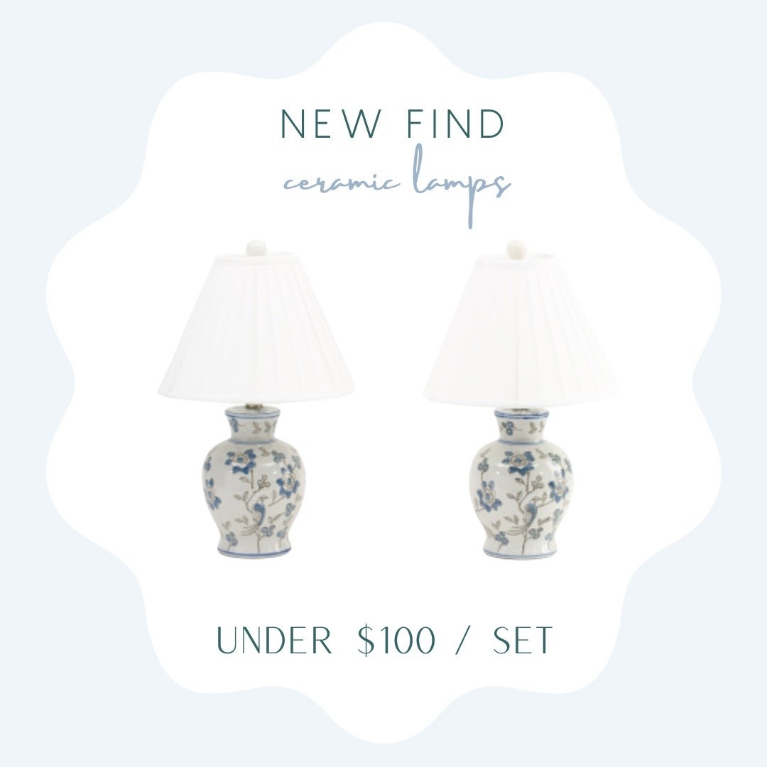 Floral ceramic lamp set of 2 under $80!