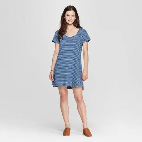 Women's Striped Short Sleeve T-Shirt Dress - Universal Thread™ Navy | Target