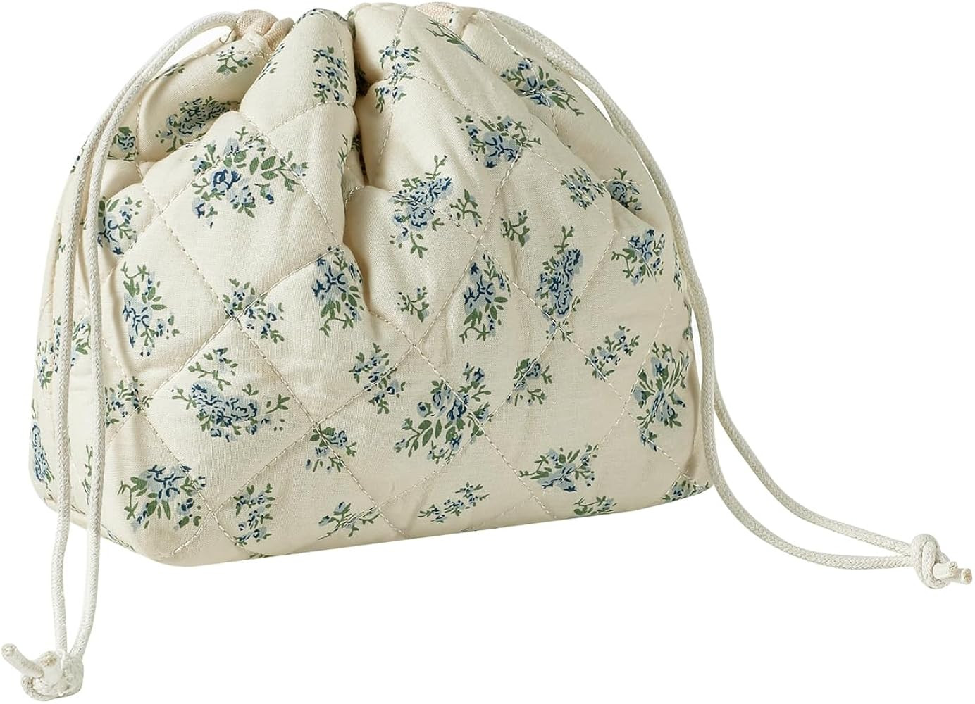Cotton Quilted Drawstring Makeup Bag with Canvas Lining,Coquette Aesthetic Cute Travel Toiletry B... | Amazon (US)