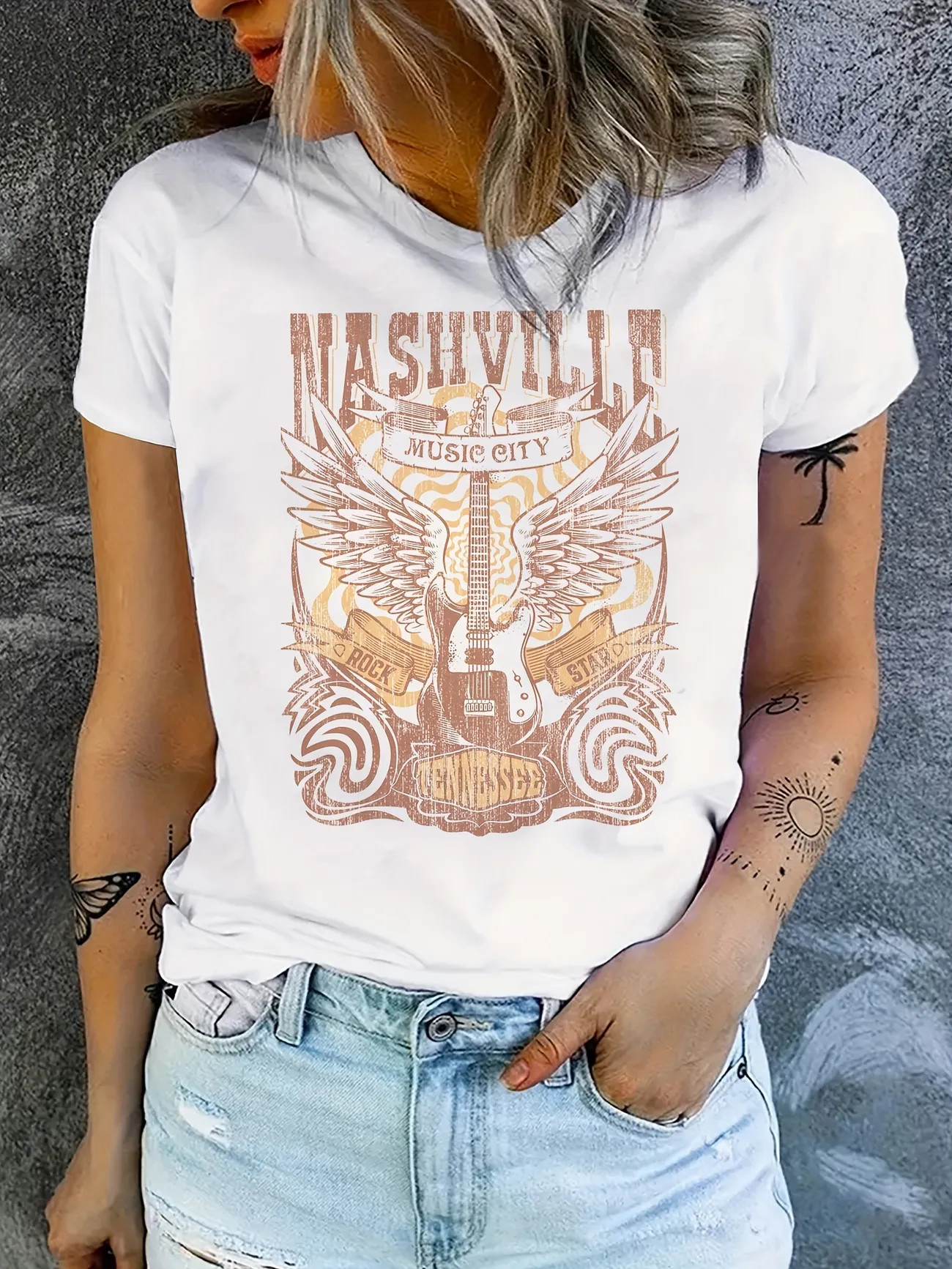 Country Music T-Shirt, Short Sleeve Crew Neck Casual Top For Spring & Summer, Women's Clothing | Temu Affiliate Program