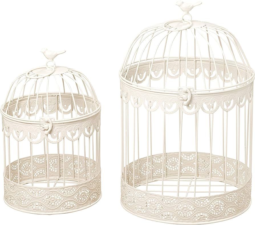 Farmers Market White Wire Bird Cages, Set of 2, Decorative, Table Top Centerpieces, for Florals, ... | Amazon (US)