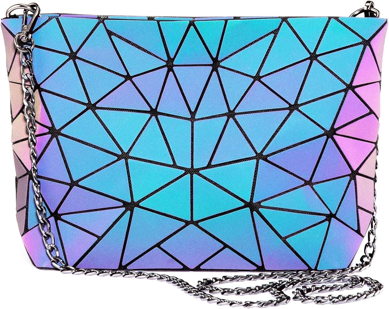 LOVEVOOK Geometric Luminous Purses and Handbags for Women Holographic Reflective Crossbody Bag Wa... | Amazon (US)