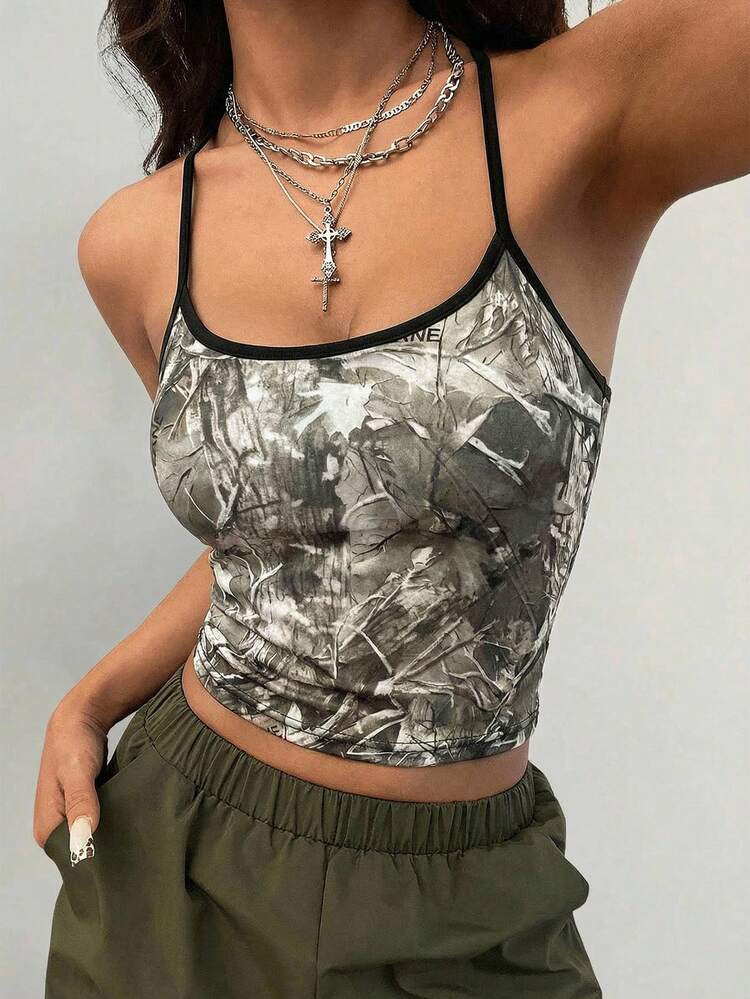 Coolane Women's Y2K Streetwear Style Fashionable Branch Camo Print Tank Top | SHEIN