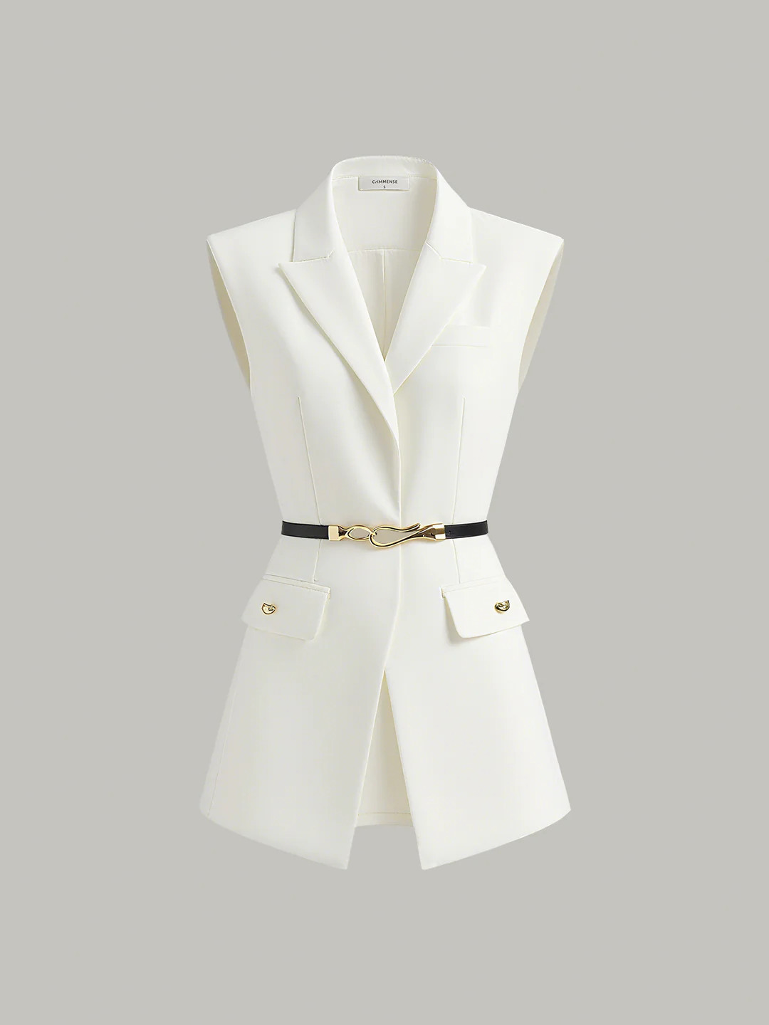 Belted Cap Sleeve Vest | Commense